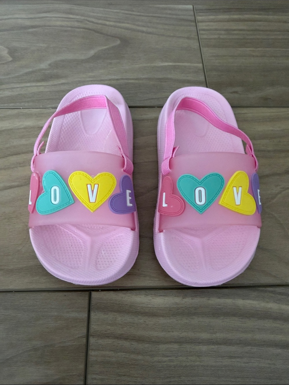 Kids Pink Love Heart Slide Sandals